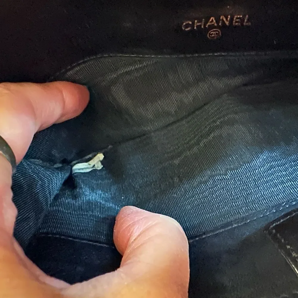 CHANEL Black Quilted Wallet with Envelope Design